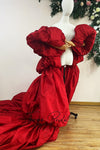 Red Wedding Cape Taffeta Puffy Fashion Cloak For Lady