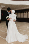 A Line Wedding Dress Full Sleeves Romantic Muslim Wedding Gown