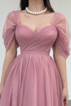 Dusty Pink Off The Shoulder A Line Prom Dresses