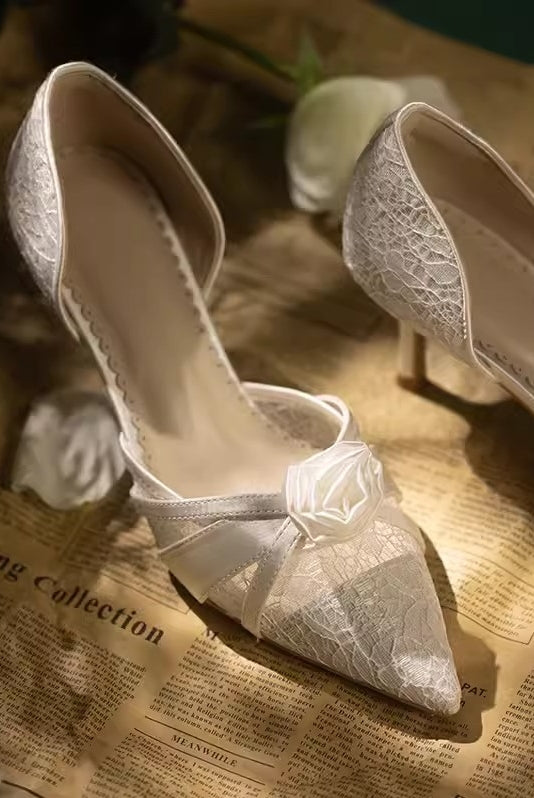 Lace Summer Rose Wedding Bridal Shoes