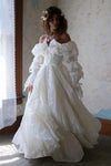 Off The Shoulder Taffeta Long Wedding Dress With Sleeves TSWD354