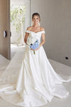 Elegant Long Satin Wedding Dress With Big Train