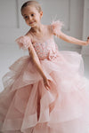 Luxury Pink Girl Dress With Ruffles