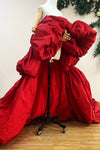 Red Wedding Cape Taffeta Puffy Fashion Cloak For Lady