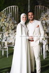 Modest Muslim White Wedding Dresses with Cape