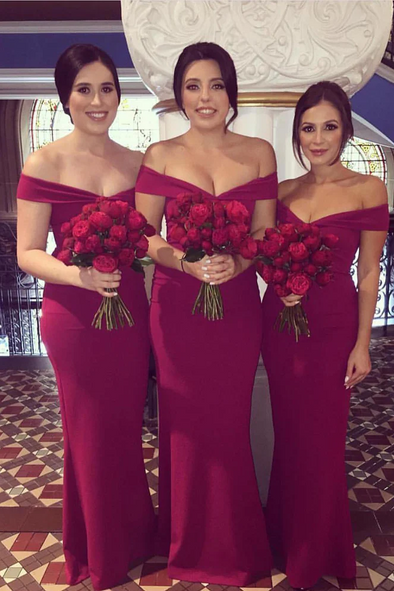 Simple Off The Shoulder Long Mermaid Bridesmaid Dress