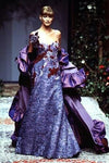 Purple Taffeta Long Cape With Sleeves ZJ400