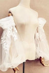 Fairy Leaves Lace Off-the-shoulder Ivory Tulle Sleeves