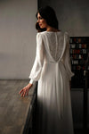 Bohemian Long Chiffon Wedding Dress With Sleeves