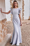 Mermaid Long Bridesmaid Dress Scoop Neck With Ruffles Sleeves