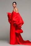 Exaggerated Cape ,Red Taffeta Fashion Jacket ,Ruffles Coat Chic DJ302