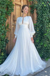 Bohemian A Line Chiffon Wedding Dress Sweep Train