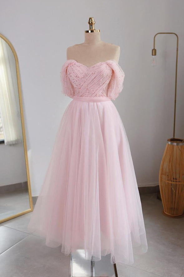 Off The Shoulder Beaded Plear Sweethart Prom Dresses