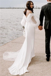 Mermaid Off The Shoulder Long Wedding Dress With Slit