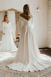 Simple A Line Off The Shoulder Wedding Dress Button Back