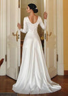 Vintage Satin A-Line Bateau Neckline Long Sleeves Wedding Dresses