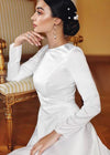 Vintage Satin A-Line Bateau Neckline Long Sleeves Wedding Dresses