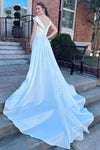 V-Neck High-Waist A-Line Long Wedding Dress