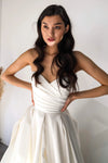 Elegant A Line Sweetheart  Long Bridal Dress With Chapel Train