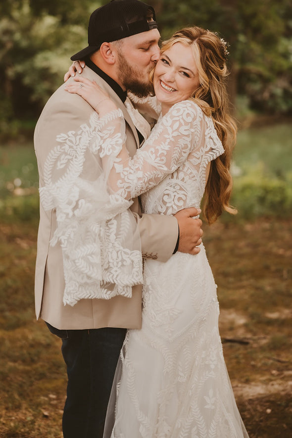 Outdoor Lace Wedding Dress Open Back Mermaid