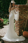 Long Batwing Sleeves Lace Sweetheart Bridal Gowns