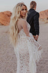 Mermaid Cutout Lace Boho Bridal Gowns Long Batwing Sleeves