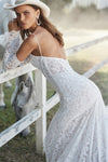 Spaghetti Straps Boho Mermaid Boning Wedding Dress