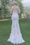 Lace Mermaid Long Wedding Dress 3D Embroidered