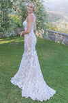 Lace Mermaid Long Wedding Dress 3D Embroidered