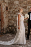 V Neck Sleeveless Simple Bridal Gowns