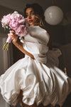 Outdoor Short Wedding Dress Off Shoulder Drape