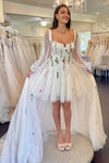 Mini Wedding Dress With Removable Waist Skirt