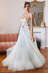 Embroidered Flowers Wedding Dress