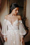 Floral Lace Appliques Mesh Tulle Wedding Gown