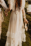 Bohemian Tulle Lace A Line Full Sleeves Wedding Dress