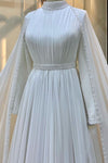 Muslim Exquisite High Collar Ivory A-line Wedding Dresses