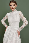 Muslim Ivory A-line Lace Wedding Dresses robe de mariée