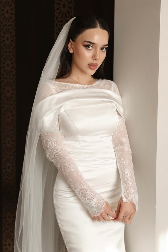 Simple Mermaid Wedding Dresses Robe De Marriage With Veil