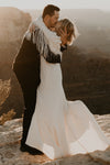 Matte Crepe Long Sleeves Fringed Wedding Dress With Tassels