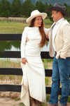 Open Back Long Sleeves Fringed Wedding Dress