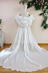 White Shine Organza Long Wedding Cape