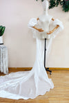 White Shine Organza Long Wedding Cape