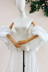 White Shine Organza Long Wedding Cape