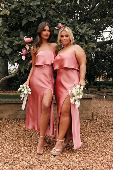 Short Strapless Bridesmaid Dress Side Split