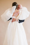 Simple A Line Wedding Dress V Neck With Detachable Sleeves