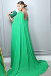 Long Formal Lady Evening Dress With Cape