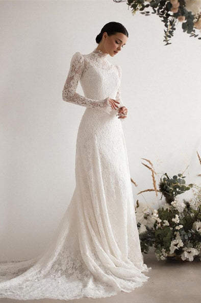 Vintage Lace Wedding Dresses Long Sleeves Mermaid Vestidos De Novia