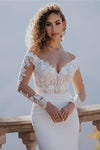 Popular Long Sleeves V-neck Lace Bridal Grown