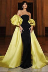 Big Puffy Sleeves Taffeta Yellow Cape