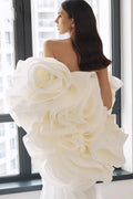 Romantic Organza Satin Flowers' Wedding Cape Unique Bolero Chic DJ327